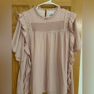 Elegant Ruffle Blouse in Soft Pink